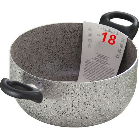 Trade Shop - Cacerola De Doble Mango Negro Con Diámetro De 18-20-22-24 Cm Cocina Antiadherente - -18 Cm -