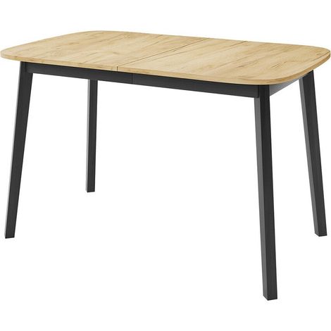 Table Edmond 110, Chêne doré artisanal + Noir, 77x80x130cm, Disponible, Stratifié, Bois