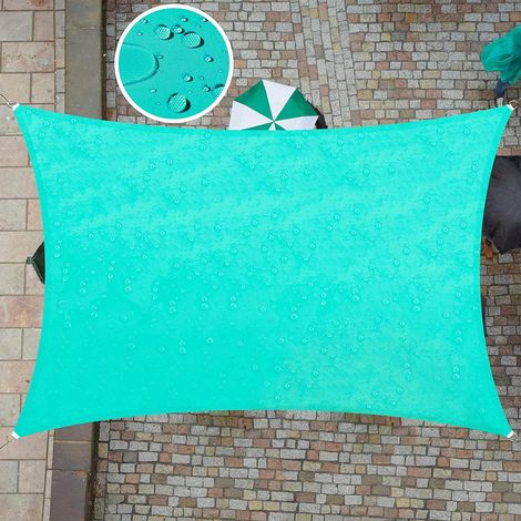 Voile d'ombrage rectangulaire 3x4m imperméable UV bleu pour terrasse jardin balcon (1/3)