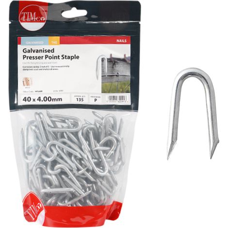Timco Galvanised Presser Point Staples - 40 x 4.00mm (1kg Bag) (1/3)