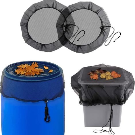 Filet de protection pour récupérateur d'eau de pluie, avec cordon de serrage, réglable, protection contre les moustiques et les feuilles, 80 cm (1/5)