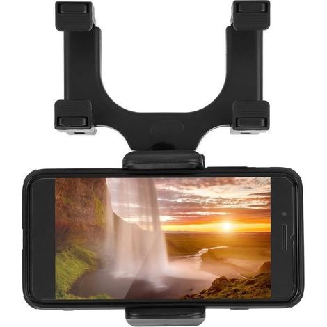 1 support GPS pour rétroviseur voiture, universel 3,0–5,5 pouces, fixation boucle avec tampon caoutchouc, compatible rétroviseurs jusqu’à 9 pouces (1/4)