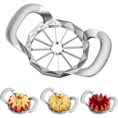 Cortador de manzanas de acero inoxidable plateado con 12 cuchillas para manzanas, patatas y cebollas. (1/5)