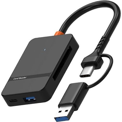 Lecteur de cartes USB 3.0 SD Micro-SD TF MS Compact Flash, adaptateur pour ordinateur portable et PC, lecteur de cartes multiple (1/5)