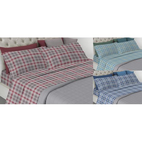 Completo Lenzuola Letto Pensieri Delicati 100% Cotone Disegno Ben, misuraPiazza E MezzacoloreVerde (1/4)