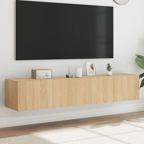 Meubles TV muraux à LED 2 pcs-Banc TV-Meuble Télé chêne sonoma 80x35x31 cm 457286 (1/5)