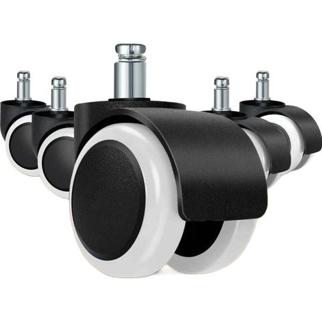 RUEDAS PARA SILLA GIRATORIA REEMPLAZABLES UNIVERSALES GOMA NEGRA 5 uds (1/5)