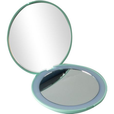 Espejo de maquillaje de doble cara Espejo LED Espejo cosmético de doble cara Lámpara LED plegable Espejo de carga USB Verde-RAPANDA