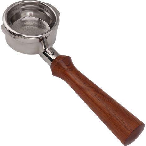 Porte-filtre sans fond 58 mm, 2 oreilles, en acier inoxydable, poignée en bois, accessoire détachable pour machine à café Breville série 9 F, finition palissandre
