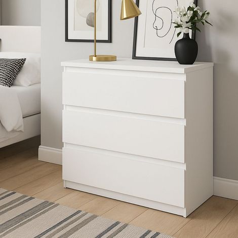 Cassettiera Morgan 3 cassetti bianco – 77.2x42.2x80H (1/5)