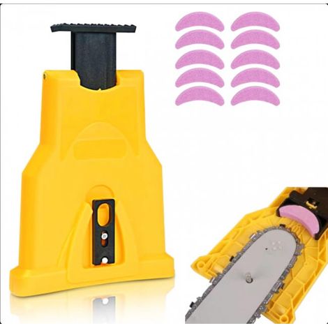 Affuteuse de Chaine Tronconneuse, Kit Affutage Chaine Tronçonneuse, Affûteur Portable Tronçonneuse avec 10 Pierres, Woodworking Quick Tools for Lumber
