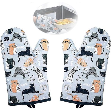 1 paire de maniques en coton, gants de cuisine en coton, gants de cuisine résistants à la chaleur, gants de barbecue, pour la cuisine (1/5)