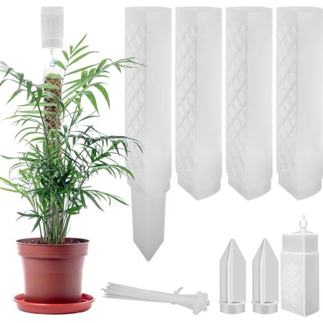 Bâton de Mousse pour Treillis Monstera Treillis pour Plantes D'intérieur avec Aide à L'arrosage, Attaches de Câble pour Plantation de Jardin (Blanc)