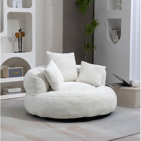 Poltrona lounge in ciniglia con 3 cuscini, schienale alto, 108 x 108 x 52 cm, beige HAVRYA (1/5)