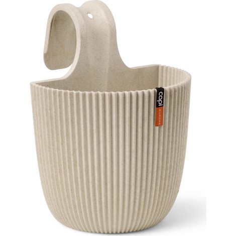 Capi Europe Pflanzgefäß für Balkongeländer Groove Beige 22 cm - Kunststoff