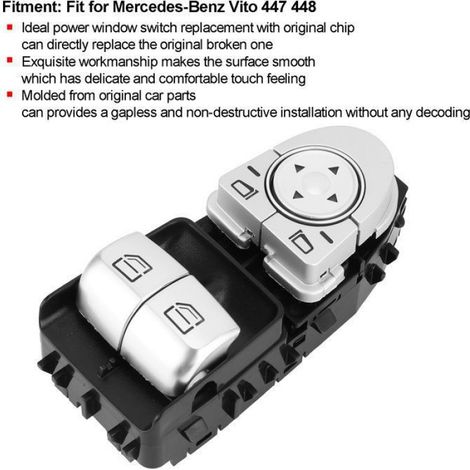 Interrupteur lève-vitre avant A2059056911 compatible Mercedes-Benz Vito 447 448 qualité OEM installation directe (1/4)
