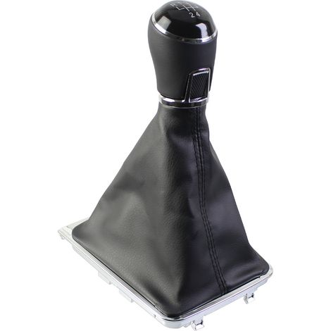 This set includes a leather gearshift knob cover for the Volkswagen Passat B7, a leather gearshift knob, a black cap and a 6-speed manual transmission. (1/4)
