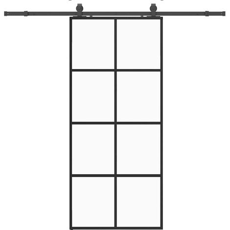 Maison Exclusive - Schiebetür mit Beschlag Schwarz 90x205 cm ESG- (1/5)