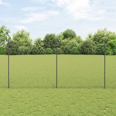 Zaun mit Pfosten Grau 1,5 x 10 m Stahl und PVC