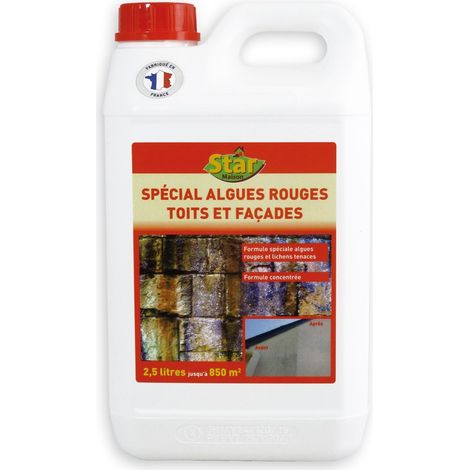 Antimousse concentré 2,5L pour façades, toitures et terrasses – Détruit algues rouges, lichens et moisissures – Formule 30% ammonium quaternaire – Star Jardin (1/2)