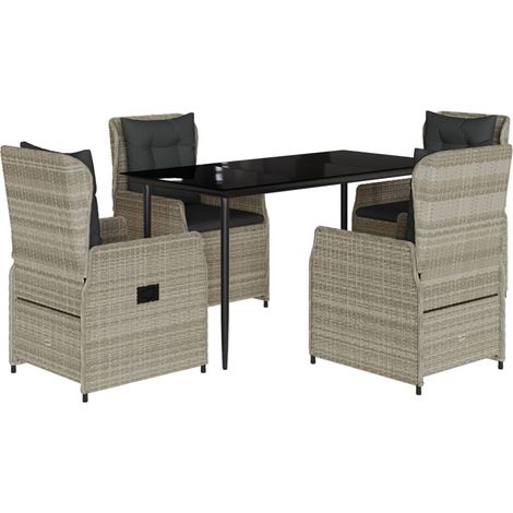 Maison Exclusive - Set comedor de jardín 5 pzas cojines ratán sin (1/5)