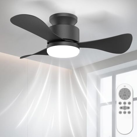 71cm Ventilateur Plafond avec Lumiere Silencieux, Petit Plafonnier Ventilateur Plafond avec Telecommande et Réversible DC Moteur, LED Lampe Ventilateur Plafond pour Chambre Salon Cuisine (1/5)