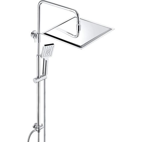 Colonne de douche Inox sans Robinetterie Thermostatique, Système Pluie pour Cabine Baignoire avec Barre Réglable Hauteur et Tête de Douche 30x30 cm Chromé (1/5)