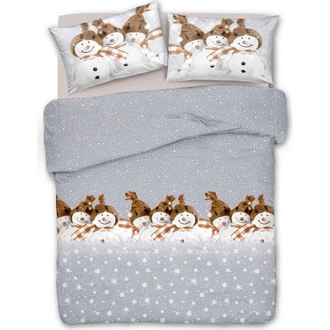 Copripiumino parure sacco e federa shabby 100% cotone snow man ,matrimoniale e singolo Beige - Singolo