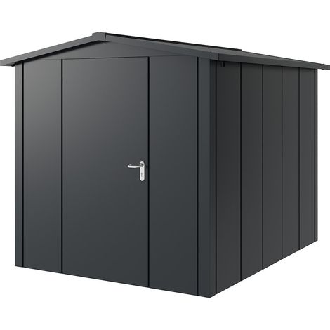 Hörmann Metall-Gerätehaus "Juno" mit Satteldach, JSD6 - Design, 214 x 262 cm (B x T), anthrazit, 1-flüglige Tür, Anschlag links