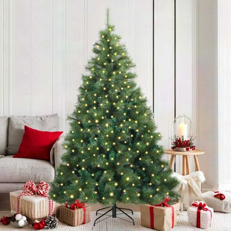 Künstlicher Weihnachtsbaum mit 300 LEDs Grün 180 cm PE und PVC