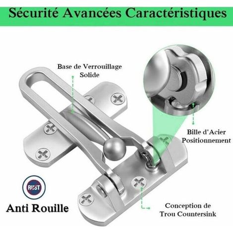 Loquet De Sécurité - Porte Acier - Pour Porte D'Entrée Et Fenêtre - Ouverture 30 À 50 Mm - Installation Sans Perçage - 1 Pièce (1/5)