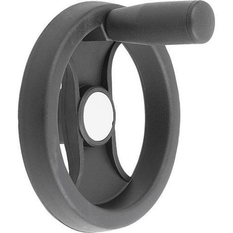 KIPP 2-Speichenhandrad D1=129 Passbohrung mit Nut D2=14H7 Polyamid schwarz (1/3)
