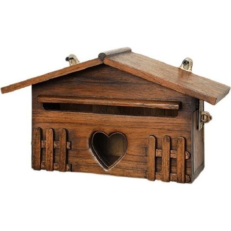 Boîte aux lettres en bois 31x12x18.5cm Bois fonce (1/5)