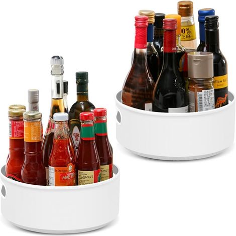 Plateau tournant de rangement pour cuisine, placard, garde-manger, chambre, bureau, salle de bain - Organisateur rotatif antidérapant de 9 et 12 pouces pour le rangement des épices (lot de 2) (1/5)