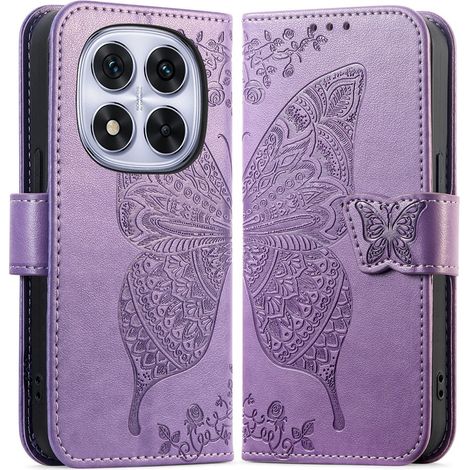 Funda tipo libro para Xiaomi Redmi Note 15 Pro Plus 5G / Poco M8 Pro 5G, Mariposa, Morado (1/5)