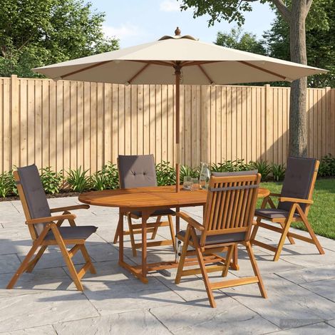vidaXL Juego de comedor de jardín de 5 piezas Natural (1/5)