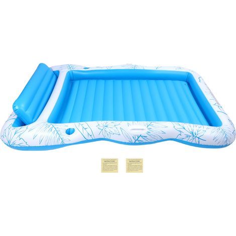 Chaise longue gonflable pour piscine et bronzage, avec oreiller, pouvant accueillir jusqu'à 2 personnes (81,9 x 53,9 pouces) (1/5)