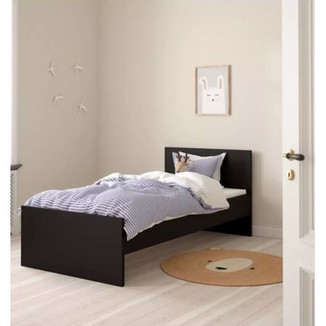 giroletto singolo "naia" rivestito in nobilitato nero opaco 90x190 cm (1/4)