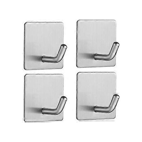 SZTXJ Haken Selbstklebend (4 Stck) Ohne Bohren 3M Edelstahl Wandhaken, Selbstklebend Klebehaken Bad und Handtuchhalter Küche Wasserdicht für Küche Badezi