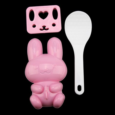 3-teiliges Set lebensmittelechter PP-Formen mit Cartoon-Hasenmotiv für Sushi-Reis, DIY-Bastelarbeiten und Onigiri (rosa) (1/5)
