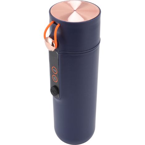 Mug chauffant 460 ml, isolation thermique 12 h, acier inoxydable, idéal pour les voyages et la voiture, compatible allume-cigare, 12 V/24 V, bleu foncé (1/5)