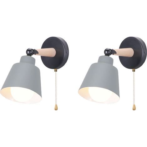 Applique da parete vintage retrò in metallo e legno – portalampada E27 – rotazione 180° – per camera da letto, cucina, corridoio – senza lampadina (1/4)