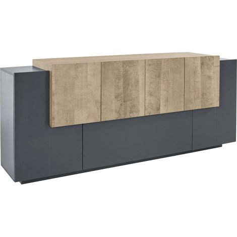 Vitrina CORO nueva, 220 x 86 x 45 cm, color gris. (1/4)