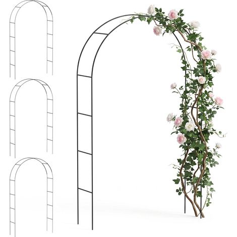 VOUNOT 4 Pack Metal Garden Arches for Climbing Plants, 140 x 37 x 240 cm, Black (1/5)