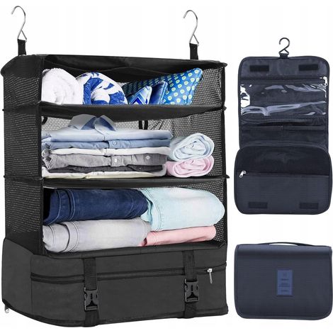 Organizador colgante de viaje para maletas, 2 unidades, 45x31x66 cm, plegable. (1/3)