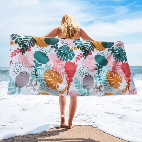 Grande Serviette de plage150x70cm, Serviette de Bain en Microfibre, Couverture de Plage.Couverture de Plage légère, Serviette de Voyage Légère et Portable (1/5)