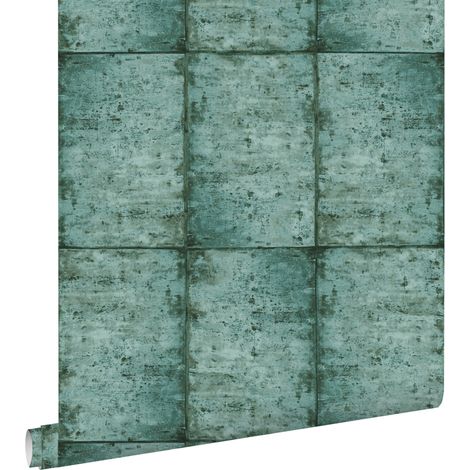 papier peint feuilles de zinc vert émeraude intense - ESTAhome (1/5)