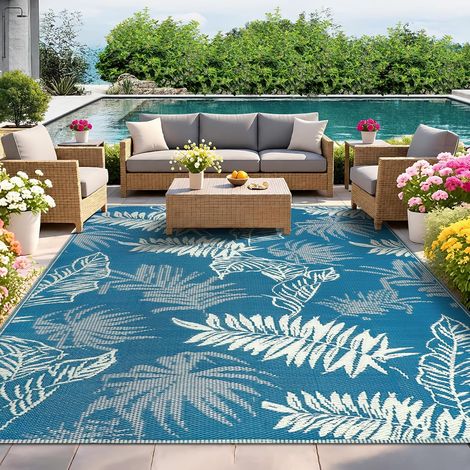 Tapis Exterieur Resistant Pluie Terrasse, Réversible Résistant aux UV Tapis Extérieur Terrasse, Plastique Léger Tapis Balcon pour Jardin, Camping, Pique-Nique, Plage, 180 X 270 cm (1/5)