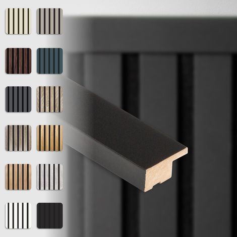 HEXIM Akustikpaneele Zubehör Abschlussleiste Lamellen MDF Wandverkleidung: Black Edition, 137.5cm (1/4)