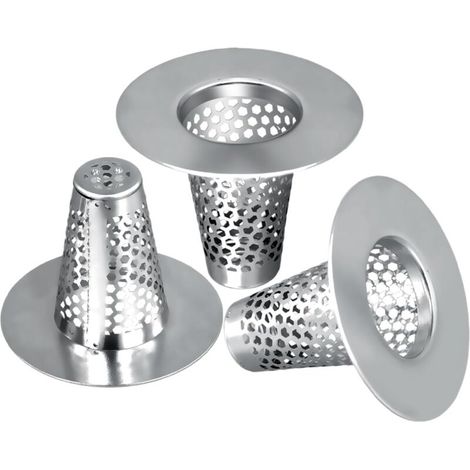 3-teiliger Duschablauf-Haarfänger für 30–40 mm Loch, konische Duschablaufabdeckung aus Edelstahl 304, Haarfilter für Waschbecken, Badewanne, Abflusslöcher tiefer als 40 mm